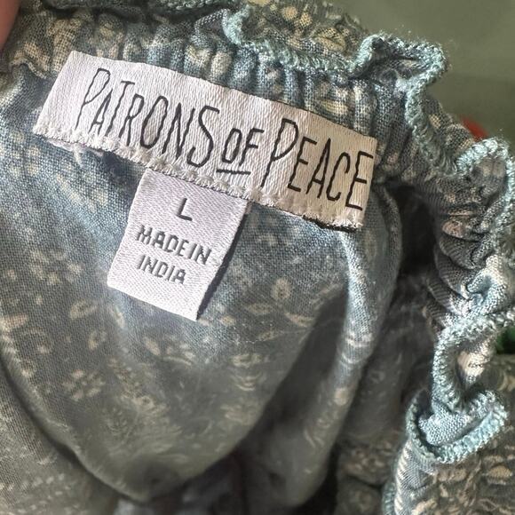 Patrons of Peace Stone Blue Floral Midi Dress size L - Picture 6 of 7